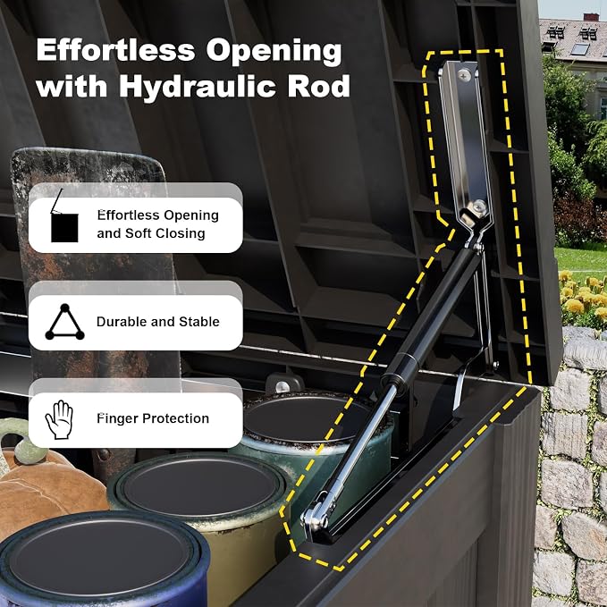 DRATO 180 Gallon Deck Boxes Outdoor Waterproof, Lockable Outdoor Storage Box - Image 3