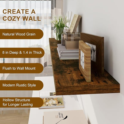 Fun Memories Floating Shelves, 8 Inch Deep Floating Shelves, Rustic Wood - Image 4