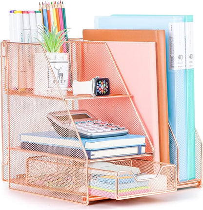 Topwey Rose Gold Desk Accessories, Office Supplies Desk Organizer Caddy by Topwey