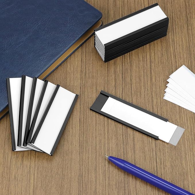 QWORK 30 Pack Magnetic Label Holders, 1x3 Inches C Channel Data Card Holders - Image 2