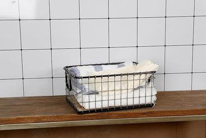 16" Wide Rectangular Sturdy Hand Welded Farmhouse Metal Wire Basket - Image 5