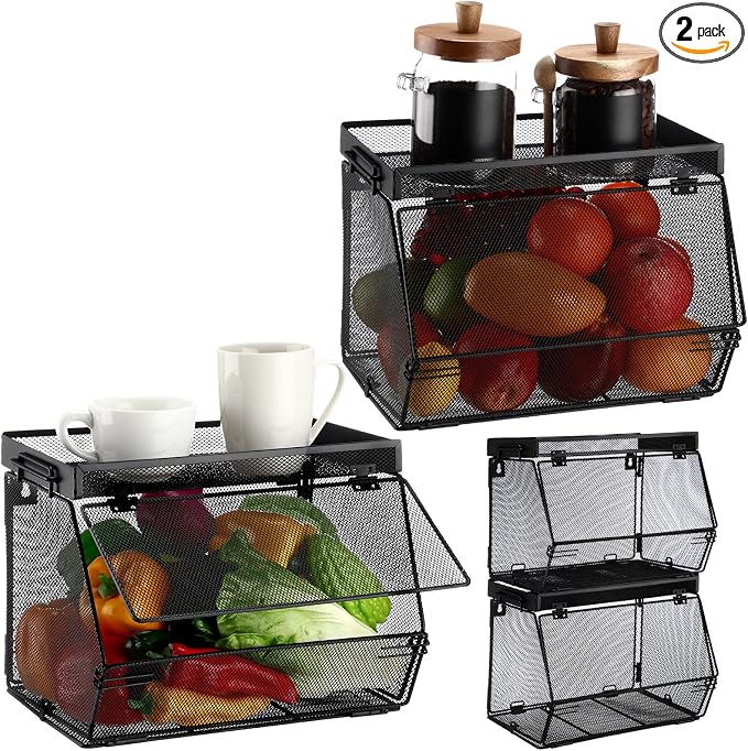 Teenyyou 2 Pcs Stackable Mesh Fruit Basket by Teenyyou