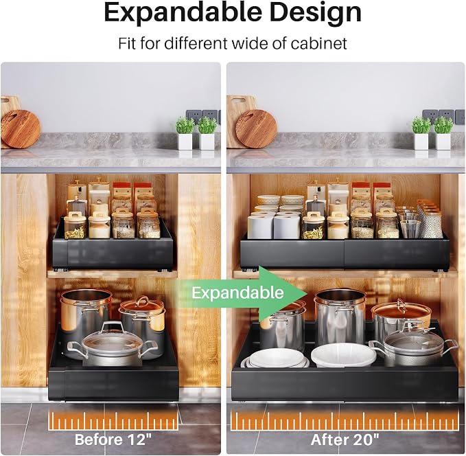 Pull out Cabinet Organizer, Expandable Heavy Duty Slide out Drawer Fixed - Image 8