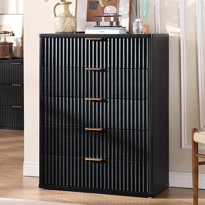 LEYAOYAO Fluted 5 Drawers Dresser by LEYAOYAO-Findtheshiningpointofyourideallife%EF%BC%81