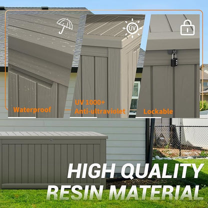 230 Gallon Large Resin deck box Waterproof, Outdoor Storage Bench, Patio - Image 5