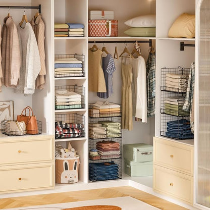 4 Tier Stackable Closet Organizers and Storage Shelves, Foldable Closet Shelf - Image 2