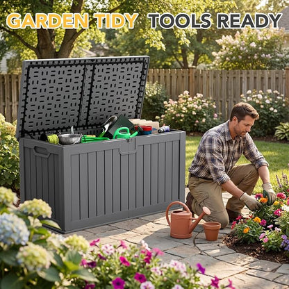 240 Gallon HDPE Deck Box Outdoor Indoor Waterproof Storage Box - Image 3