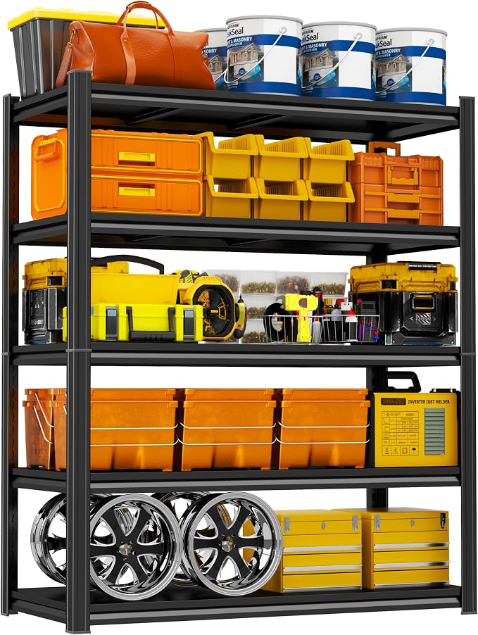Storage Shelves, Garage Metal Shelving Unit, Adjustable, Double-Layer Column by Beaunatixx