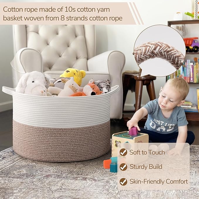 INDRESSME Large Blanket Basket, Laundry Toy Storage Baskets, Decorative Woven - Image 3