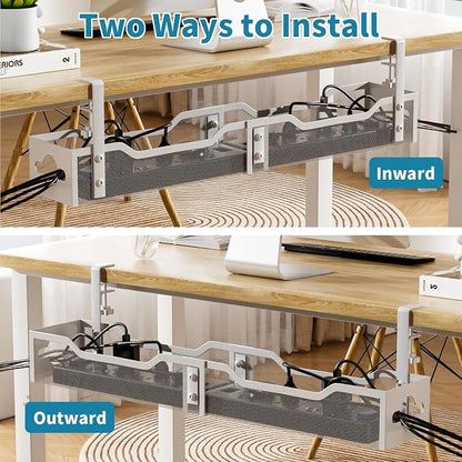 Under Desk Cable Management Tray 32'', Cable Management Under Desk No Drill - Image 4