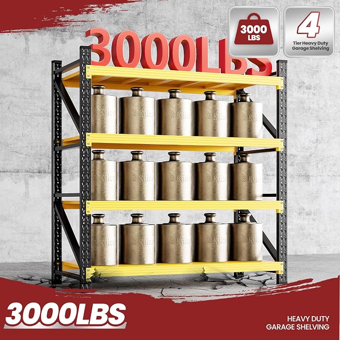 48" Wide Storage Shelves, 2000LBS Garage Shelving Heavy Duty, Standing Shelf - Image 9