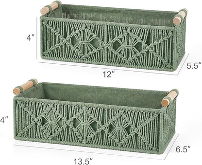 Mkono Macrame Storage Baskets Boho Decor Box Handmade Woven Decorative - Image 6