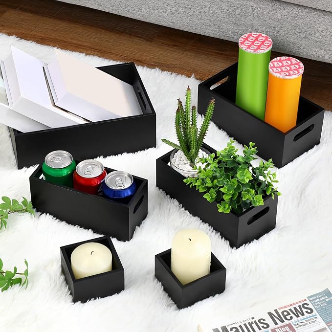 Set of 6 Wood Storage Boxes - Image 3