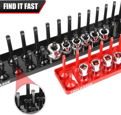 TOOLEAGUE 7Pcs Socket Organizer Tray and Magnetic Wrench Holder Set, 3/8" - Image 6