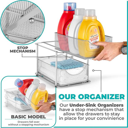 Sorbus 2 Tier Metal Under Sink Organizer - Image 4