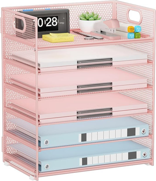 Pink Paper Organizer for Desk by Kinkota