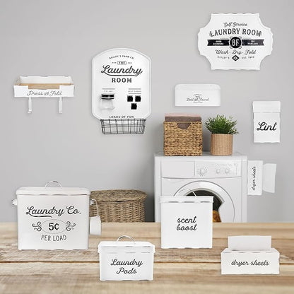 AuldHome Design Dryer Sheet Dispenser; Countertop Rustic White Fabric Softener - Image 9