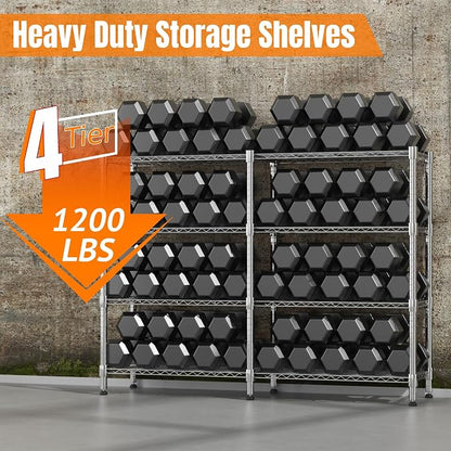 Homdox Heavy Duty Storage Shelves, 4 Tier Wire Shelving Unit, Adjustable Metal - Image 5