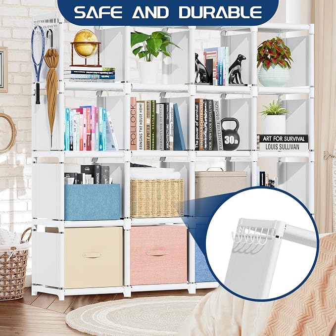 Mavivegue 16 Cube Storage Organizer Book Shelf, Metal Cube Bookshelf, DIY - Image 6