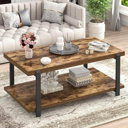 FOLUBAN Modern Coffee Table, Rustic Wood Center Table by FOLUBAN