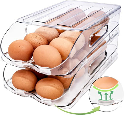 Egg Holder for Fridge, Automatic Steady Rolling Egg Container by SMRCAD