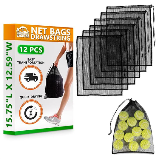 12 Pcs Mesh Laundry Bags Drawstring, 12.6x15.5 In, Nylon | Mesh Bags by TheLittleGreenChange