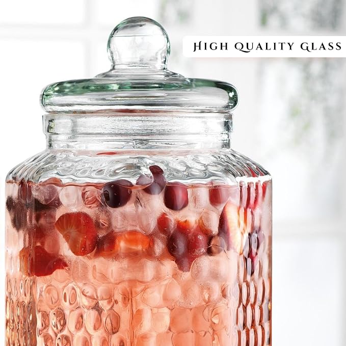 Classic Hammered Glass Beverage Dispenser - Image 2