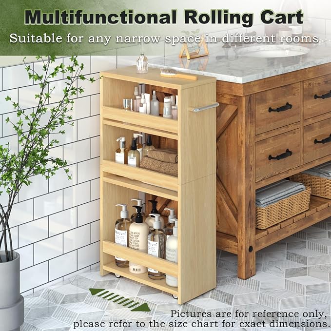 MARTY Rolling Storage Cart 7.9" W, 4-Tier Kitchen Cart - Image 3