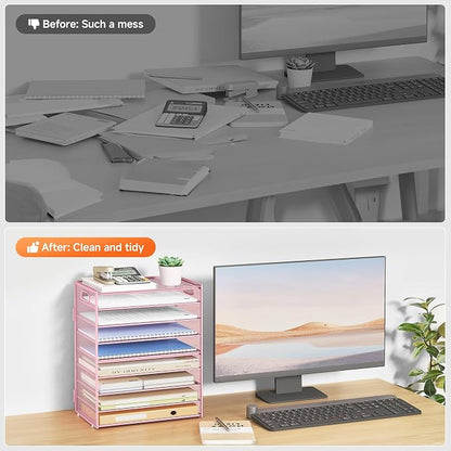 Subekyu 9 Tier Paper Letter File Tray Organizer - Image 7
