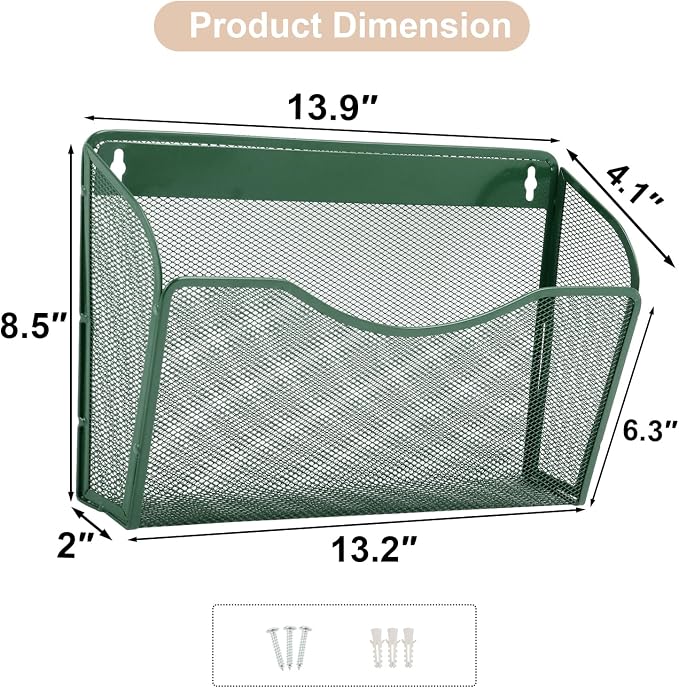 EASEPRES 3 Single Pocket Mesh Hanging File Organizer, Vertical Wall Mounted - Image 2