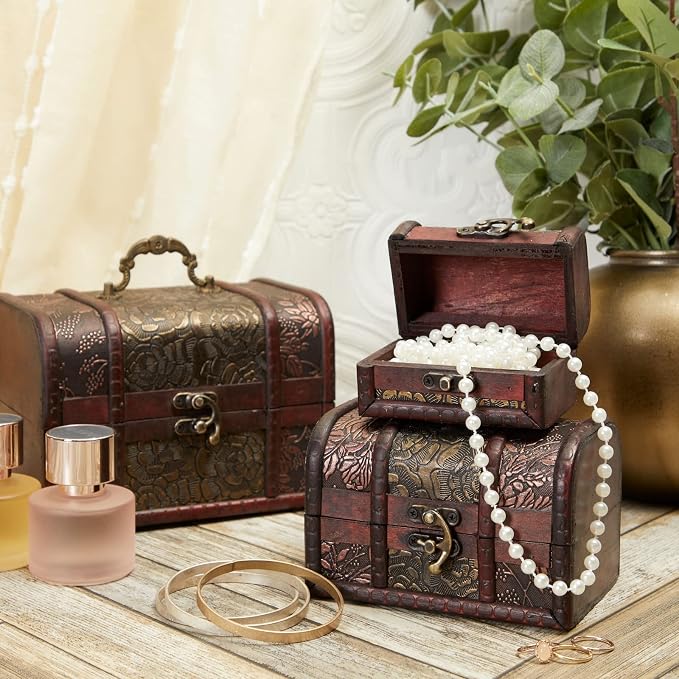 Juvale Wooden Treasure Chest Set - Image 3