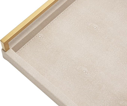 Ivory Shagreen Leather Serving Tray - Image 7