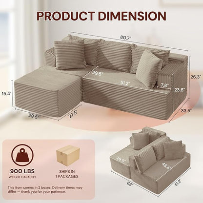 Korser Boneless Couches for Living Room, Cloud Couch Sectional - Image 2