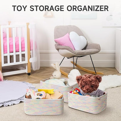 3-Pcs Shelf Baskets for Organizing, Closet Organizer Bins, Small Woven Baskets - Image 7