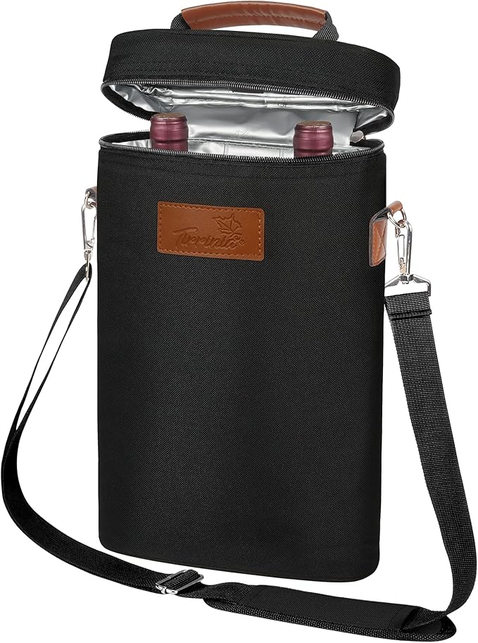 Tirrinia 2 Bottle Leakproof Insulated Wine Tote Carrier Bag by Tirrinia