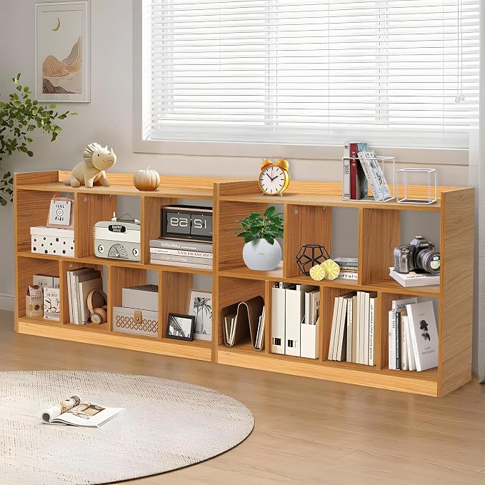 DOUSY- 7 Cube Bookshelf, Open Wooden Bookcase - Image 3