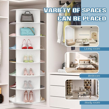 7-Tier Rotating Shoe Rack Tower, Freestanding Shoes Organizer | 360° Vertical - Image 3
