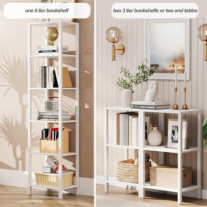 TUTOTAK Bookshelf, 6-Tier Tall Narrow Book Shelf - Image 3