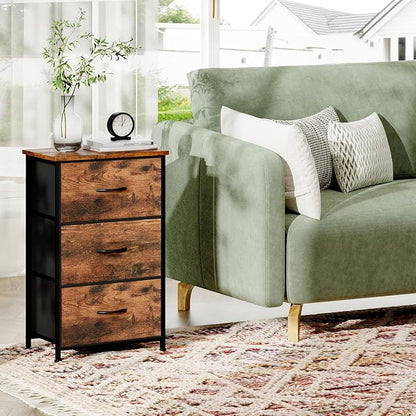 Somdot Small Dresser for Bedroom, 3 Drawer Storage Cabinet, Steel Frame and Mdf - Image 4