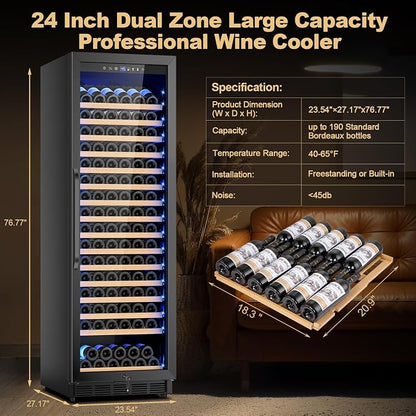 Upgraded 190 Bottles Wine Cooler Refrigerator, 24 Inch Wide Wine Fridge - Image 2