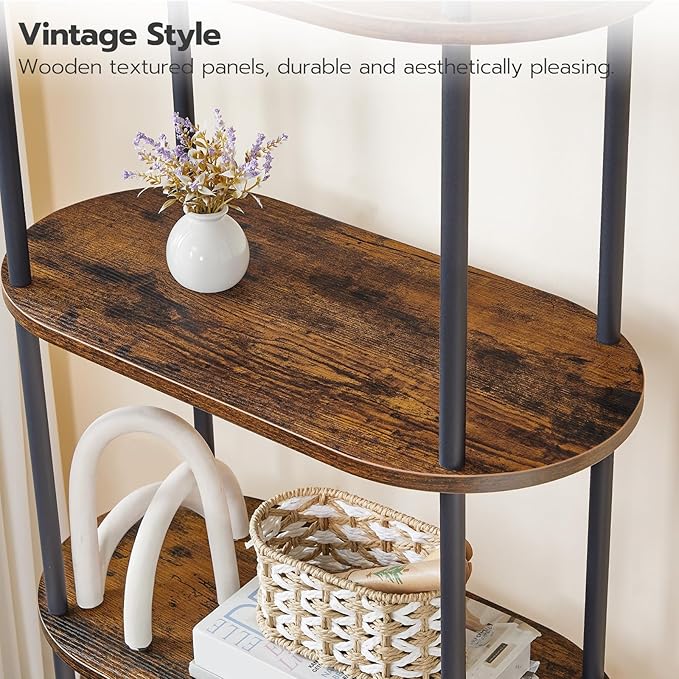 HOOBRO 5 Tier Open Bookshelf, Industrial Arched Bookcase Display Shelf Rack - Image 6
