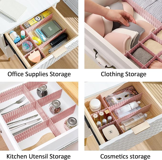 TWUTGAYW 14.5 in Pink DIY Grid Drawer Organizer - Image 2