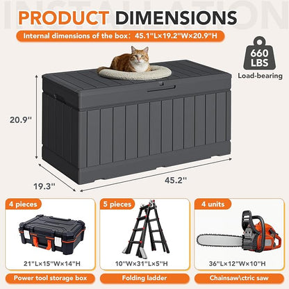 78 Gallon Deck Box Outdoor Indoor Waterproof Storage Box - Image 8