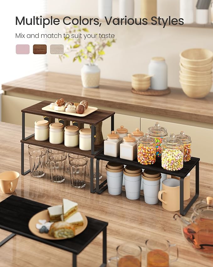 SONGMICS Cabinet Organizer Shelf, Kitchen Storage, Spice Rack, Expandable - Image 3