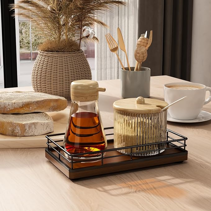 Wooden Decorative Tray, Oak 7.5" L Coffee Table Tray - Image 5