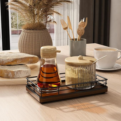 Wooden Decorative Tray, Oak 7.5" L Coffee Table Tray - Image 5