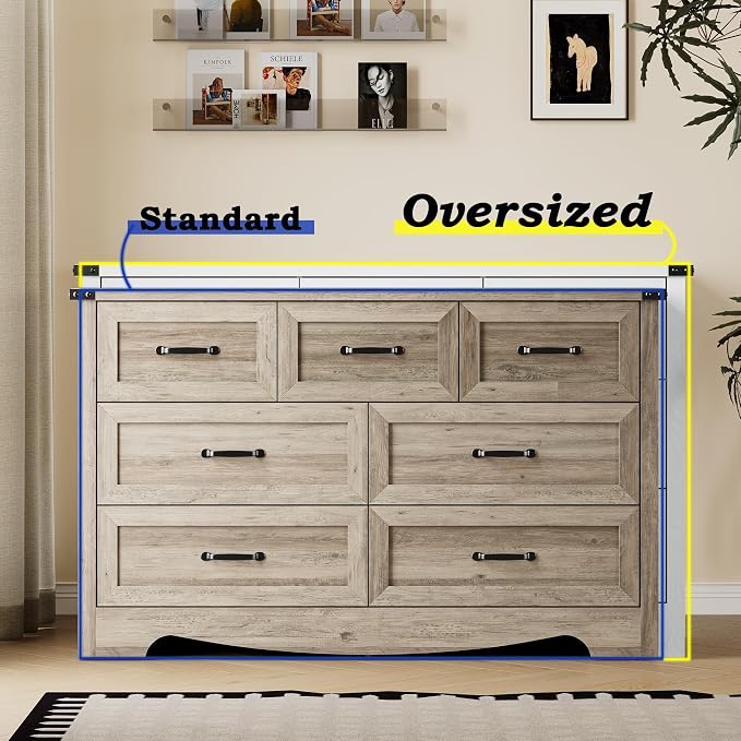 7-Drawer Dresser for Bedroom, Modern Wooden Chest of Drawers - Image 4