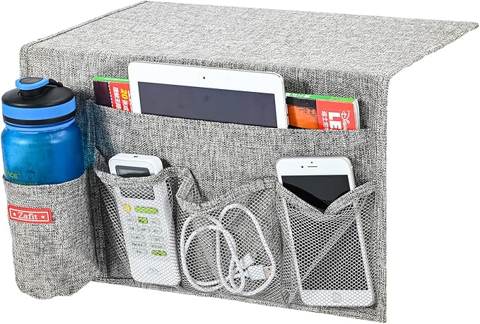 Zafit Linen 5 Pockets Bedside Caddy, Bedside Storage Organizer - Image 2