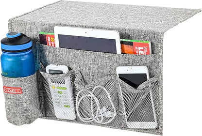 Zafit Linen 5 Pockets Bedside Caddy, Bedside Storage Organizer - Image 2