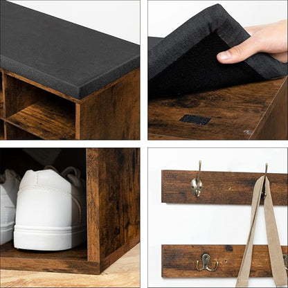 HOOBRO Shoe Storage Bench with Cushion, 39.4" L Entryway Bench with 12 Cubbies - Image 7